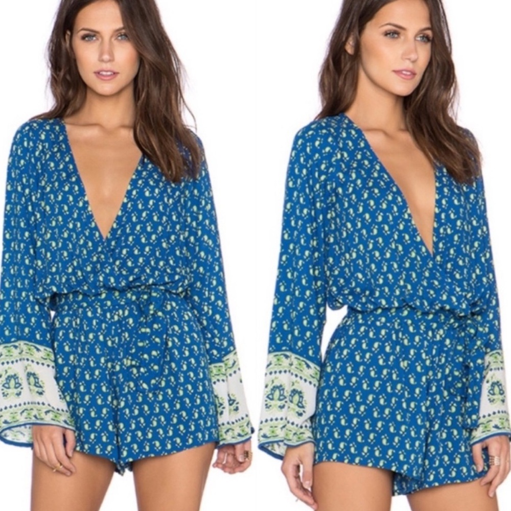 Faithfull the Brand Blue and White Jumpsuit